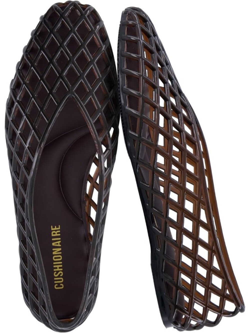 Women's Chocolate Siesta Modern Lattice Ballet Flats Comfortable Slip On Jelly